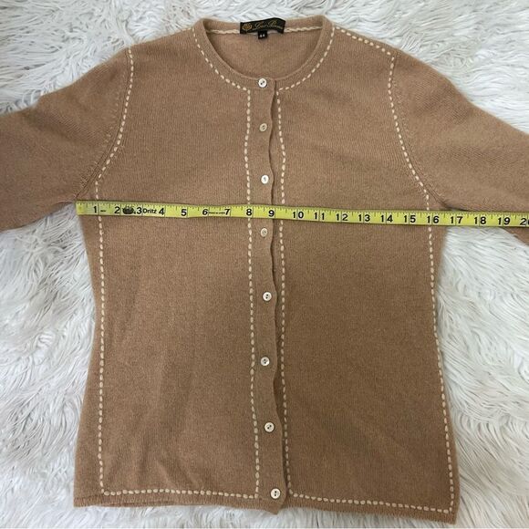 Loro Piana Set of 2 Womens Cashmere Knitted Cardigan Sweater & Top Camel Size S - Picture 12 of 13